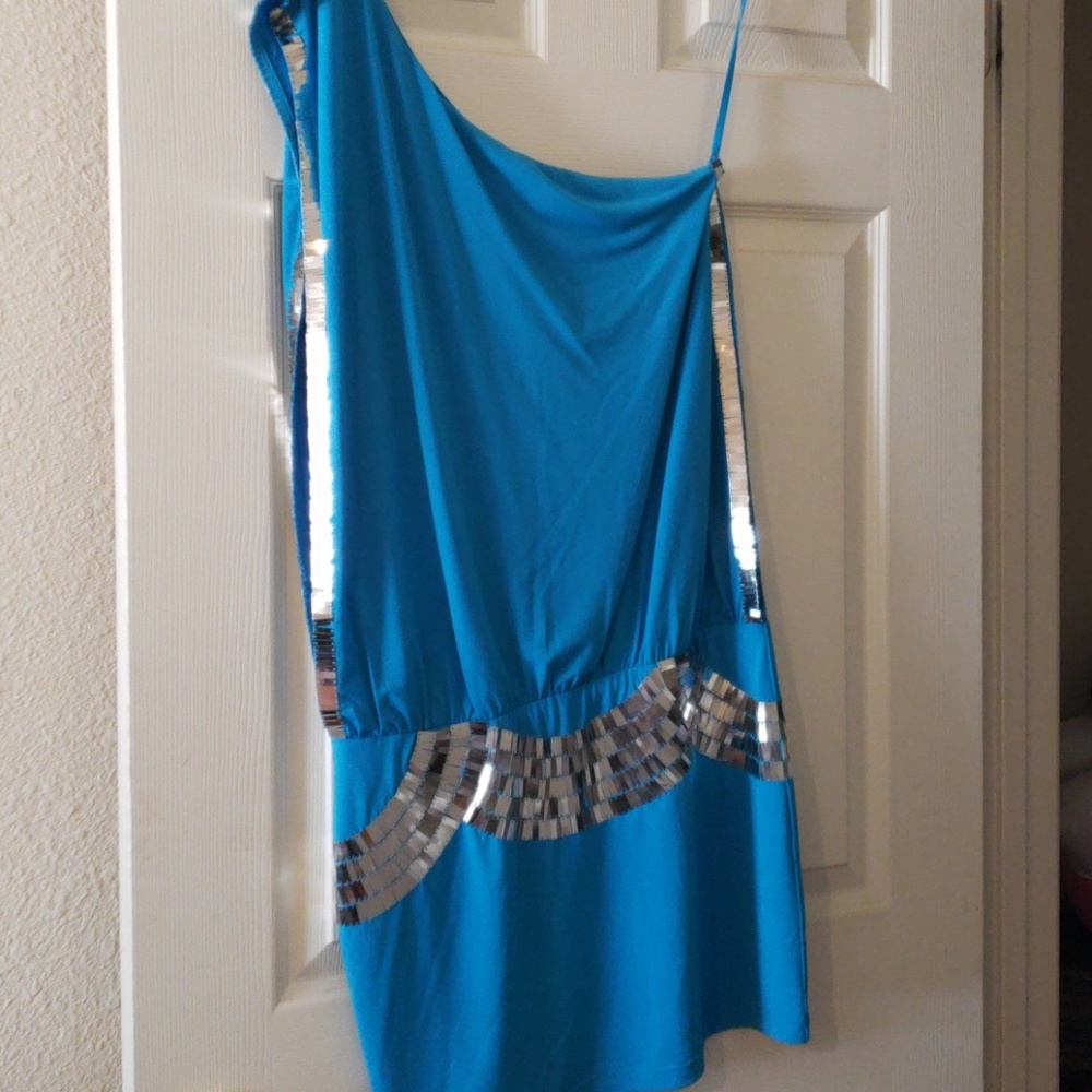 bebe turquoise cocktail dress